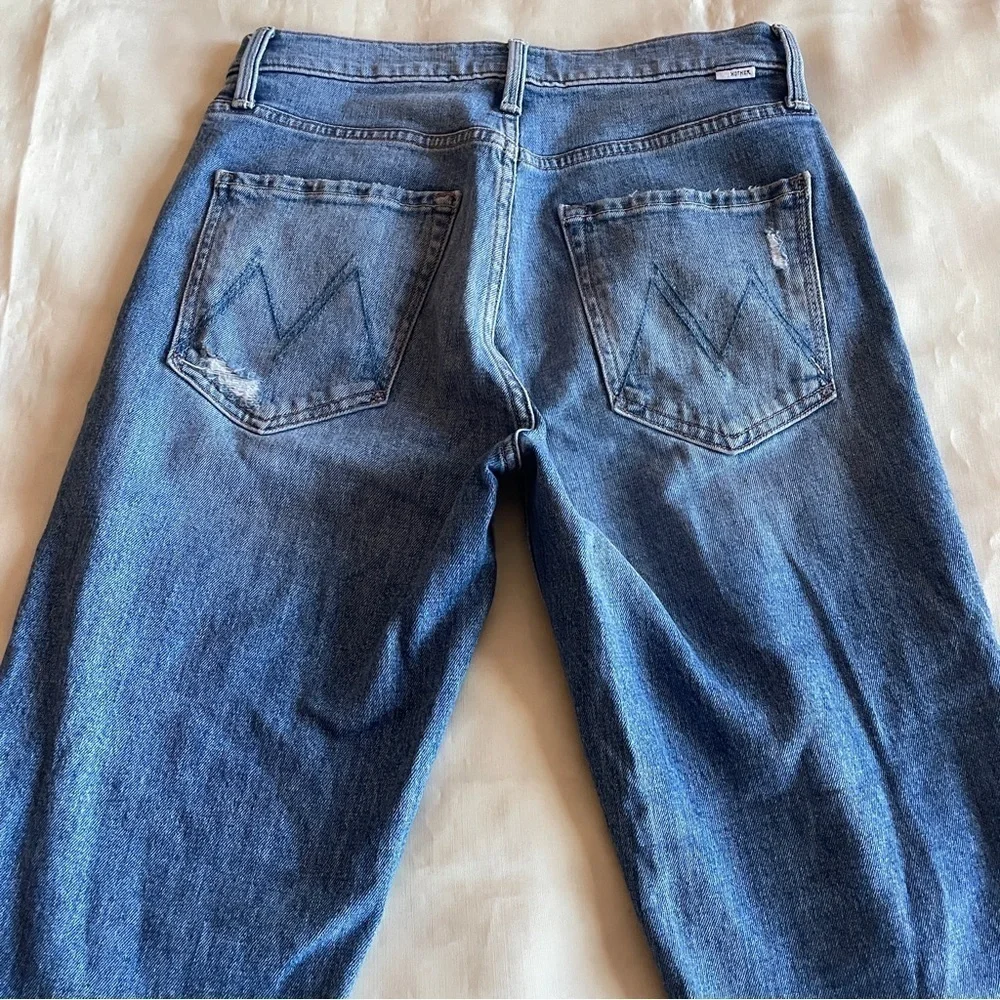 MOTHER- The Pixie Tomcat Crop Jean Mid Wash in Not Cut & Pasted Distressed 26 - Picture 7 of 13